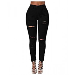 Women's High Waisted Butt Lift Stretch Ripped Skinny Jeans