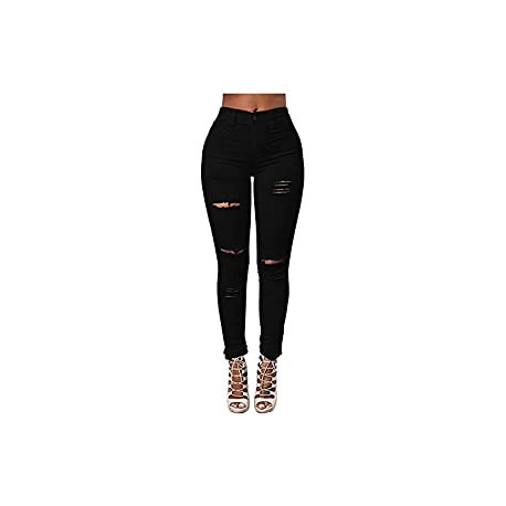 Women's High Waisted Butt Lift Stretch Ripped Skinny Jeans