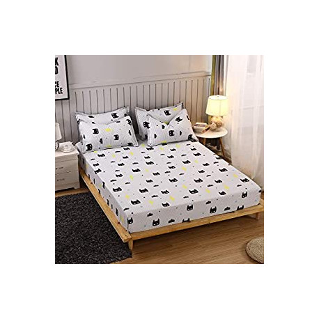 Cartoon Sheet Set - Bed Sheets - Extra Soft - Deep Pockets - 1 Fitted Sheet, 1 Flat, 1 Pillow Case - 3 Piece (Twin, Gray)