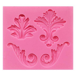 4 Cavity Vintage Curlicue Lace and Scroll Silicone Mold for Cake