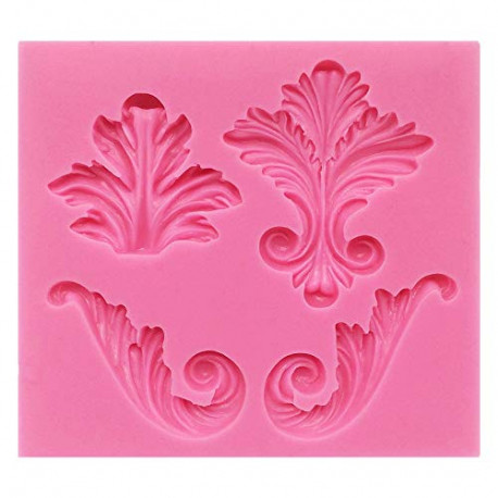 4 Cavity Vintage Curlicue Lace and Scroll Silicone Mold for Cake