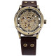 Vintage Bronze Case Automatic Mechanical Skeleton Leather Band Men's Sport Watch