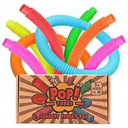 Pop Tubes Sensory Fidget Toy for Kids, Pull ‘N Pop 6-Pack