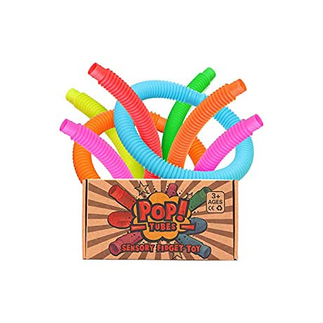 Pop Tubes Sensory Fidget Toy for Kids, Pull ‘N Pop 6-Pack