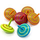 Set of 10 Multicolor Wooden Spinning