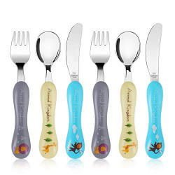 6PCS Toddler Silverware Spoon and Fork Knife Set
