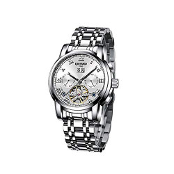Mens Silver Steel Band Mechanical Automatic Wrist Watch
