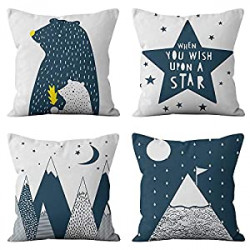 4 Packs Square Throw Pillow Covers for Chair, Deco Indoor Outdoor,18 x 18 inches