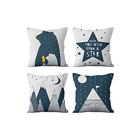 4 Packs Square Throw Pillow Covers for Chair, Deco Indoor Outdoor,18 x 18 inches