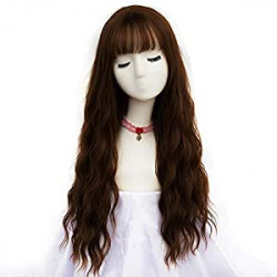 Women's Brown Wig Long Curly Wavy Hair