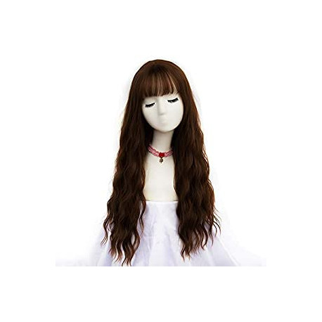 Women's Brown Wig Long Curly Wavy Hair