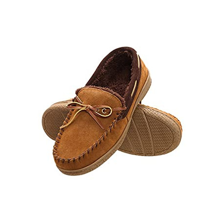 Mens Suede Moccasin Memory Foam Moccasin Slipper Shoe