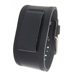 Unisex Black Wide Leather Cuff Wrist Watch Band