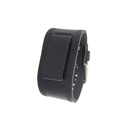 Unisex Black Wide Leather Cuff Wrist Watch Band