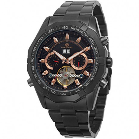 Stainless Steel Steampunk Tourbillon Anglog Watch