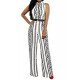 Womens Button Up Printed Long Wide Leg Pant Party Jumpsuits