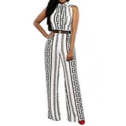 Womens Button Up Printed Long Wide Leg Pant Party Jumpsuits