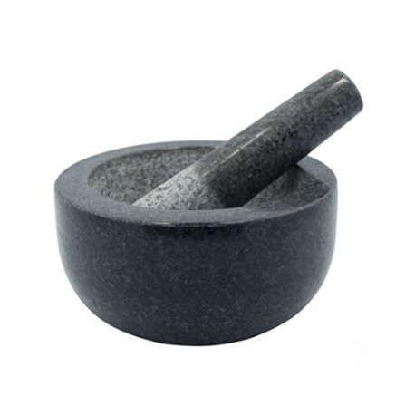 Large Black Granite Mortar & Pestle Natural Stone Grinder