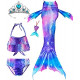 5Pcs Mermaid Tails for Swimming Girls Bikini Bathing Suit Set for Kids