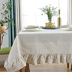 Kitchen Dinner Picnic Table Cloth Tabletop Buffet Home Decoration (Rectangle/Oblong, 55 x 86 Inch, Linen)