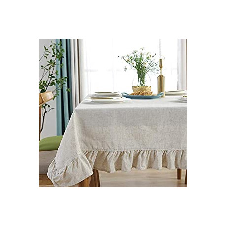 Kitchen Dinner Picnic Table Cloth Tabletop Buffet Home Decoration (Rectangle/Oblong, 55 x 86 Inch, Linen)