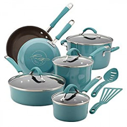 Cookware Pots and Pans Set, 12 Piece, Agave Blue