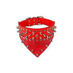 2" Wide Bandana Style Scarf Spiked & Studded Leather Dog Collar