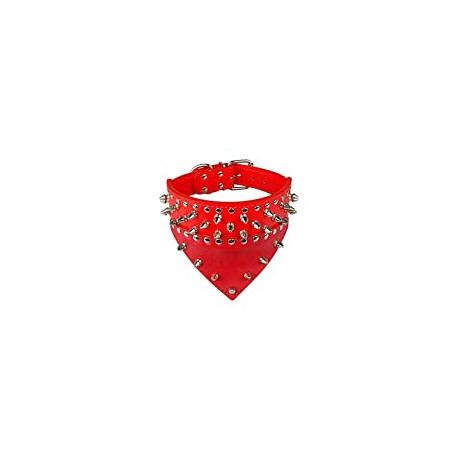 2" Wide Bandana Style Scarf Spiked & Studded Leather Dog Collar