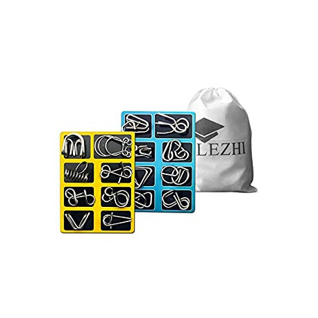 Set 4 Of Wire Magic Trick Toy IQ Puzzle Set (Pack of 16), Metallic