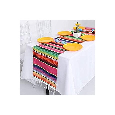Table Runner 108 inches Long for Mexican Party Decoration,2 Pack, 14x108inches