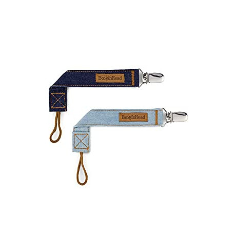 Baby Newborn Pacigrip Luxury Pacifier Clip, Jean Baby Denim (Pack of 2), Blue