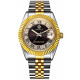 Men's Women's Gold Stainless Steel Watch Black Diamonds Dila Quartz Date Wristwatch 38MM (Black)