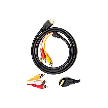 HDMI to RCA Cable 5ft/1.5m HDMI Male to 3-RCA Video Audio AV Component Converter Adapter Cable for HDTV (Black) Brand: Yubohai