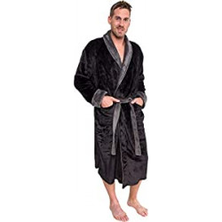 Mens Plush Shawl Collar Kimono Bathrobe Robe