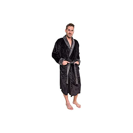 Mens Plush Shawl Collar Kimono Bathrobe Robe