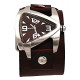 BLBB011B Men's Futuristic Teardrop Brown Dial Wide Leather Cuff Band Watch