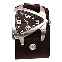 BLBB011B Men's Futuristic Teardrop Brown Dial Wide Leather Cuff Band Watch