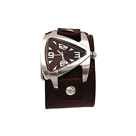 BLBB011B Men's Futuristic Teardrop Brown Dial Wide Leather Cuff Band Watch