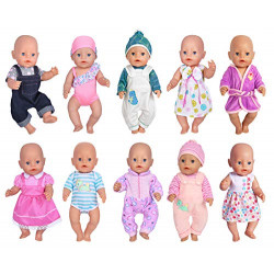 10 Sets Doll Clothes Outfits for 43cm New Born Baby Dolls, 15inch Baby Dolls