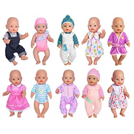 10 Sets Doll Clothes Outfits for 43cm New Born Baby Dolls, 15inch Baby Dolls