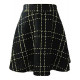Womens Elastic Waist A line Swing Flared Plaid Wool Mini Short Skater Skirt