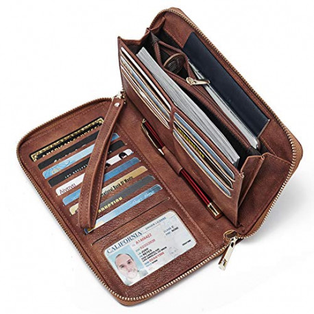 Women Wallet Large Leather Designer Zip