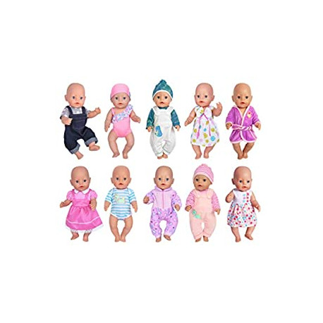 10 Sets Doll Clothes Outfits for 43cm New Born Baby Dolls, 15inch Baby Dolls, 18 Inch American Girl