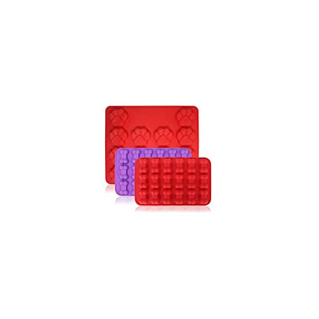 3 Pcs Paw & Dog Bone Silicone Molds, 18-Cavity and 14-Cavity of Candy Tray
