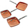 Chef Non-Stick Square Fry Pan 5-Piece Set 8 Inch Griddle Pan 9.5 Inch Grill Pan 11 Inch Griddle Pan 9.5 Inch Lid 11 Inch Lid
