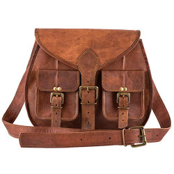 Women Handmade 14 inch Leather Satchel Crossbody Large Purse