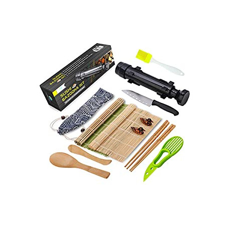 Sushi Making Kit, All In One Sushi Bazooka Maker with Bamboo Mats