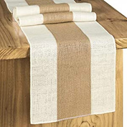 Table Decor Weekend Picnic Jute Woven Fabric, Light Colour Edge 12x72 Inches