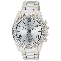 Women's USC40035 Rhinestone-Accented Silver-Tone Watch