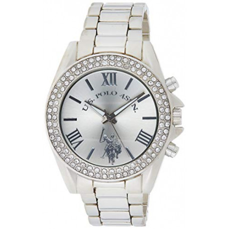 Women's USC40035 Rhinestone-Accented Silver-Tone Watch